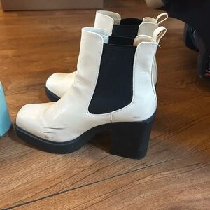 White MIA platform bootie